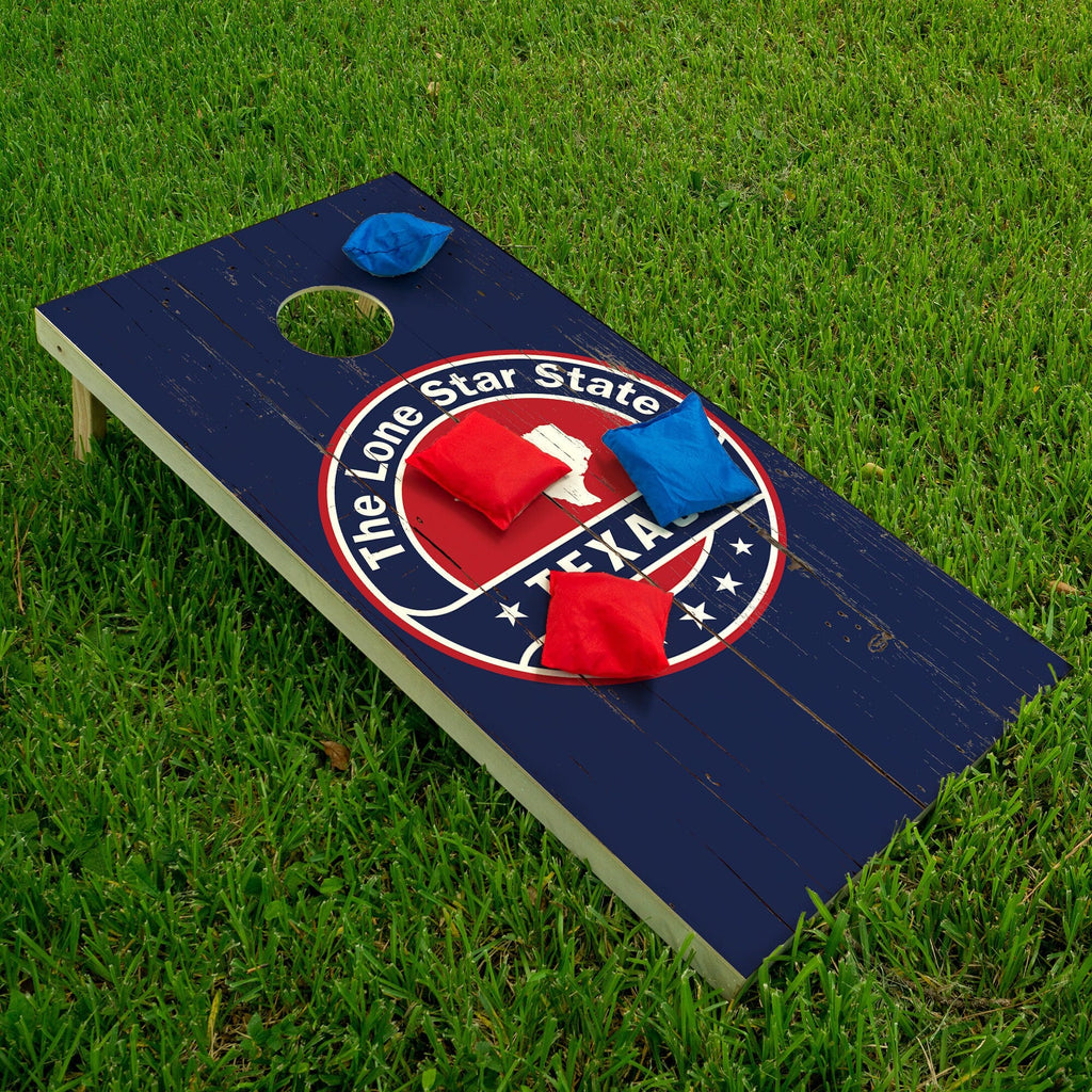 Texas in Dark Blue - Cornhole Board Wrap - Set of 2