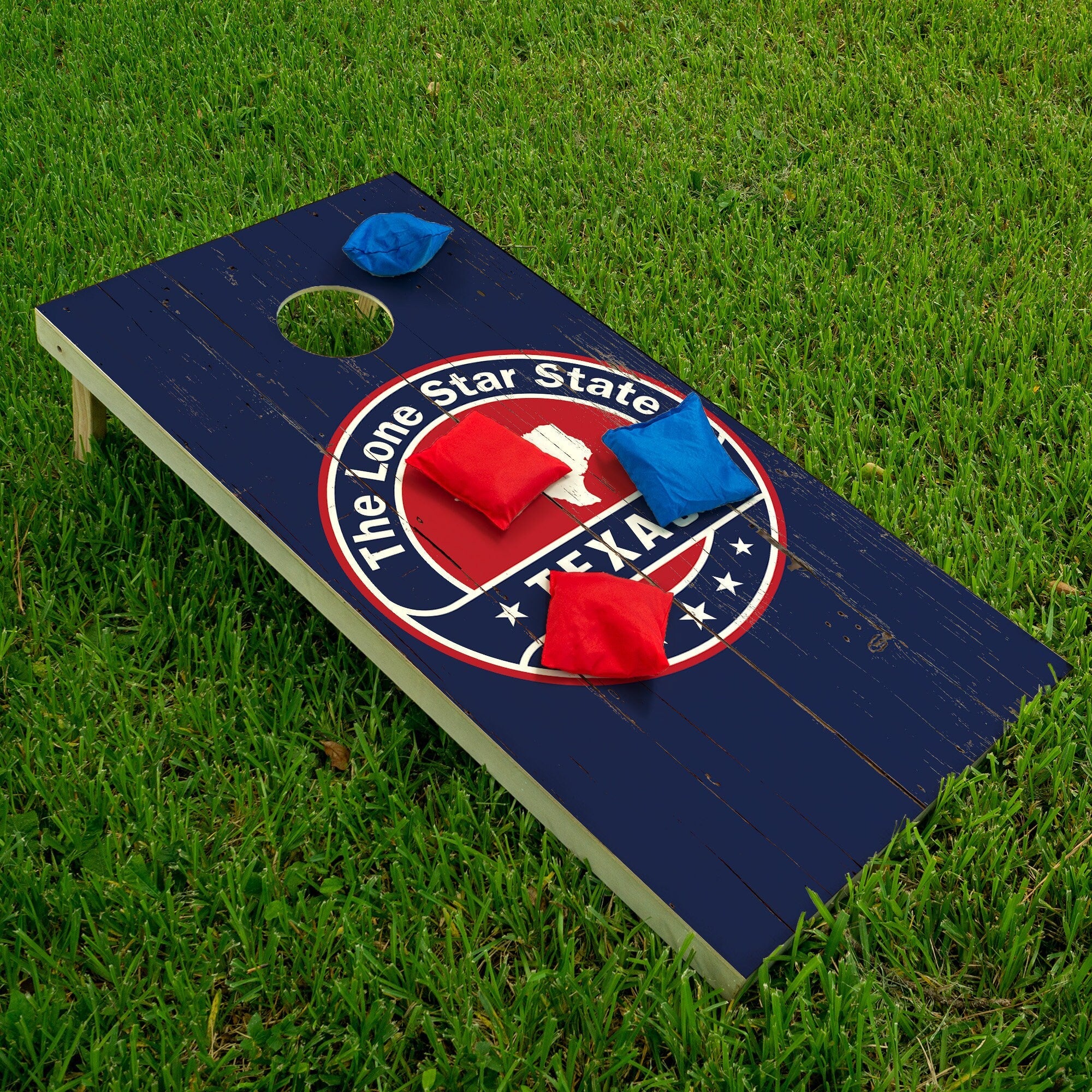 Texas in Dark Blue - Cornhole Board Wrap - Set of 2
