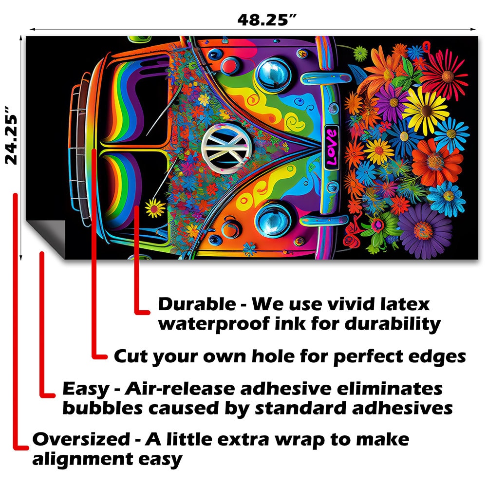 Hippie Van Colorful - Cornhole Board Wrap - Set of 2