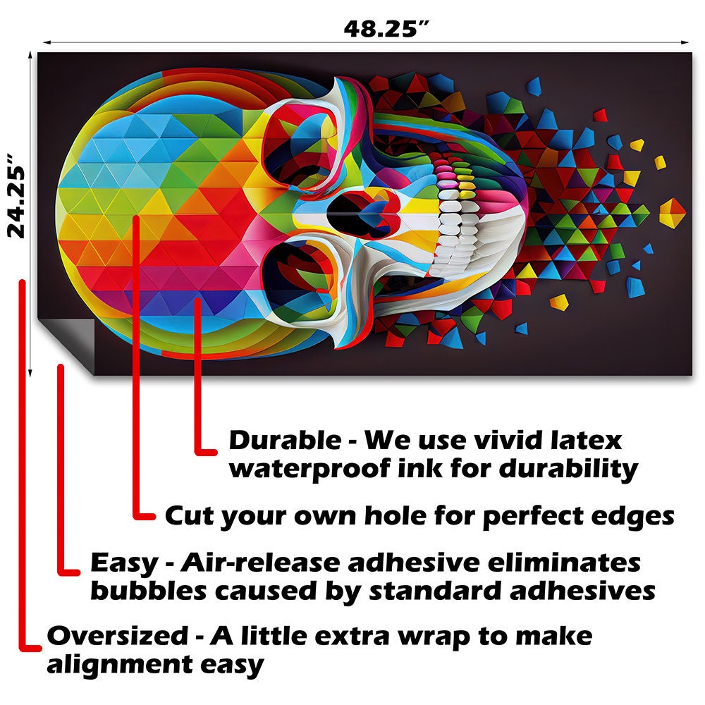 Rainbow Skulls - Cornhole Board Wrap - Set of 2