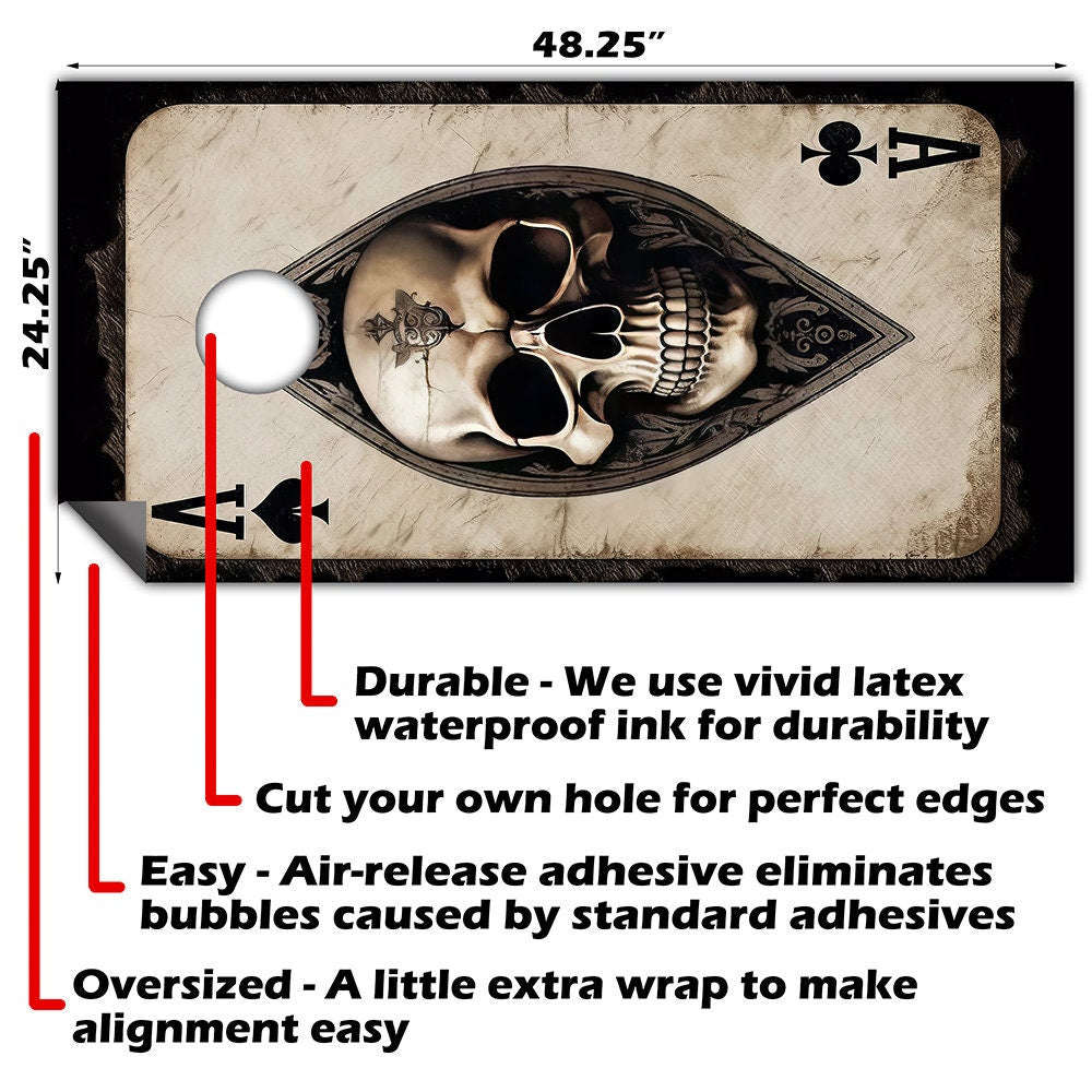 Ace of Skulls - Cornhole Board Wrap - Set of 2