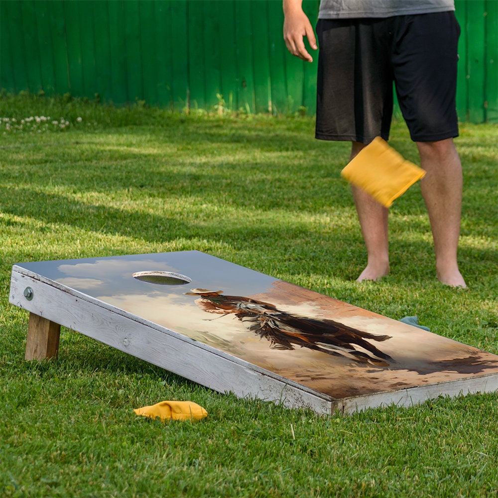 Old West Cowboys Ranch - Cornhole Board Wrap - Set of 2