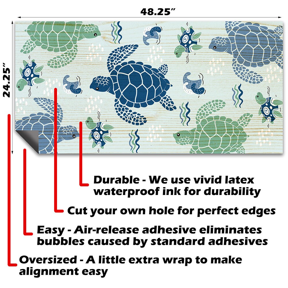 Sea Turtles and Whales - Cornhole Board Wrap - Set of 2