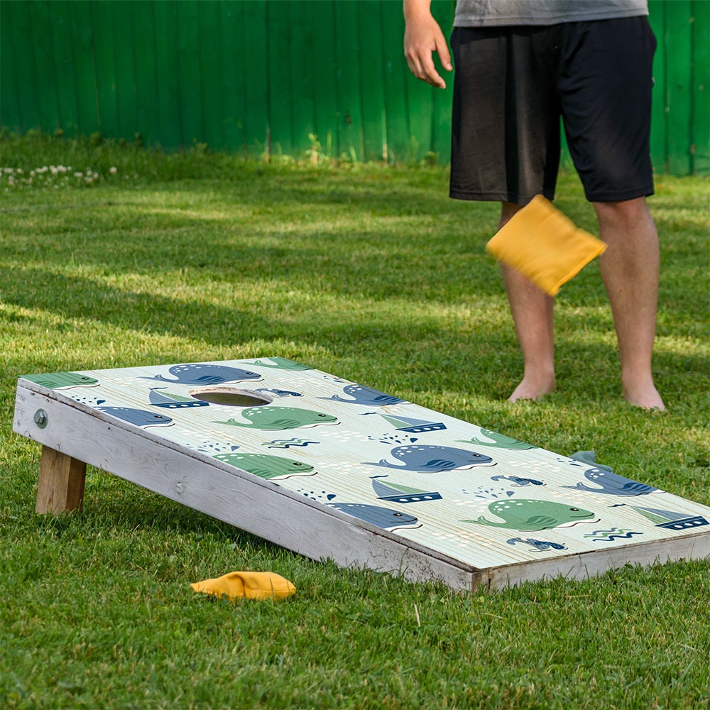 Sea Turtles and Whales - Cornhole Board Wrap - Set of 2