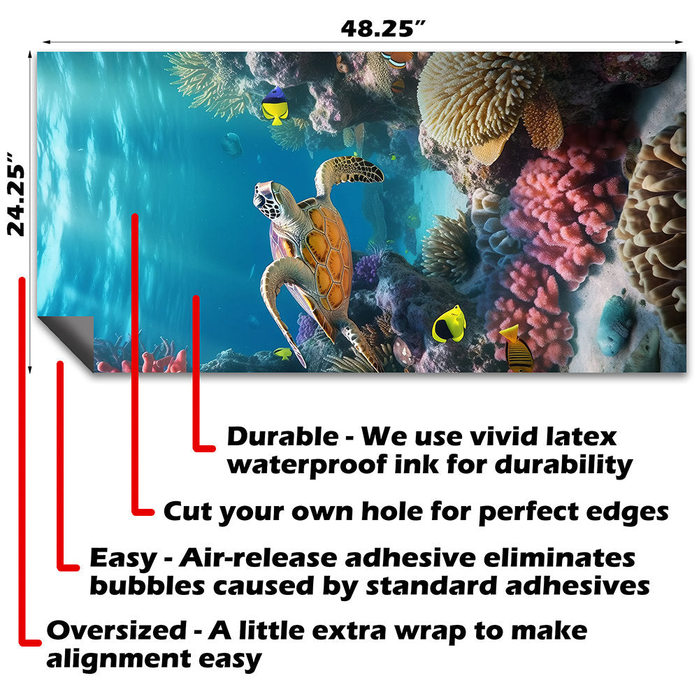 Sea Turtles in Ocean - Cornhole Board Wrap - Set of 2