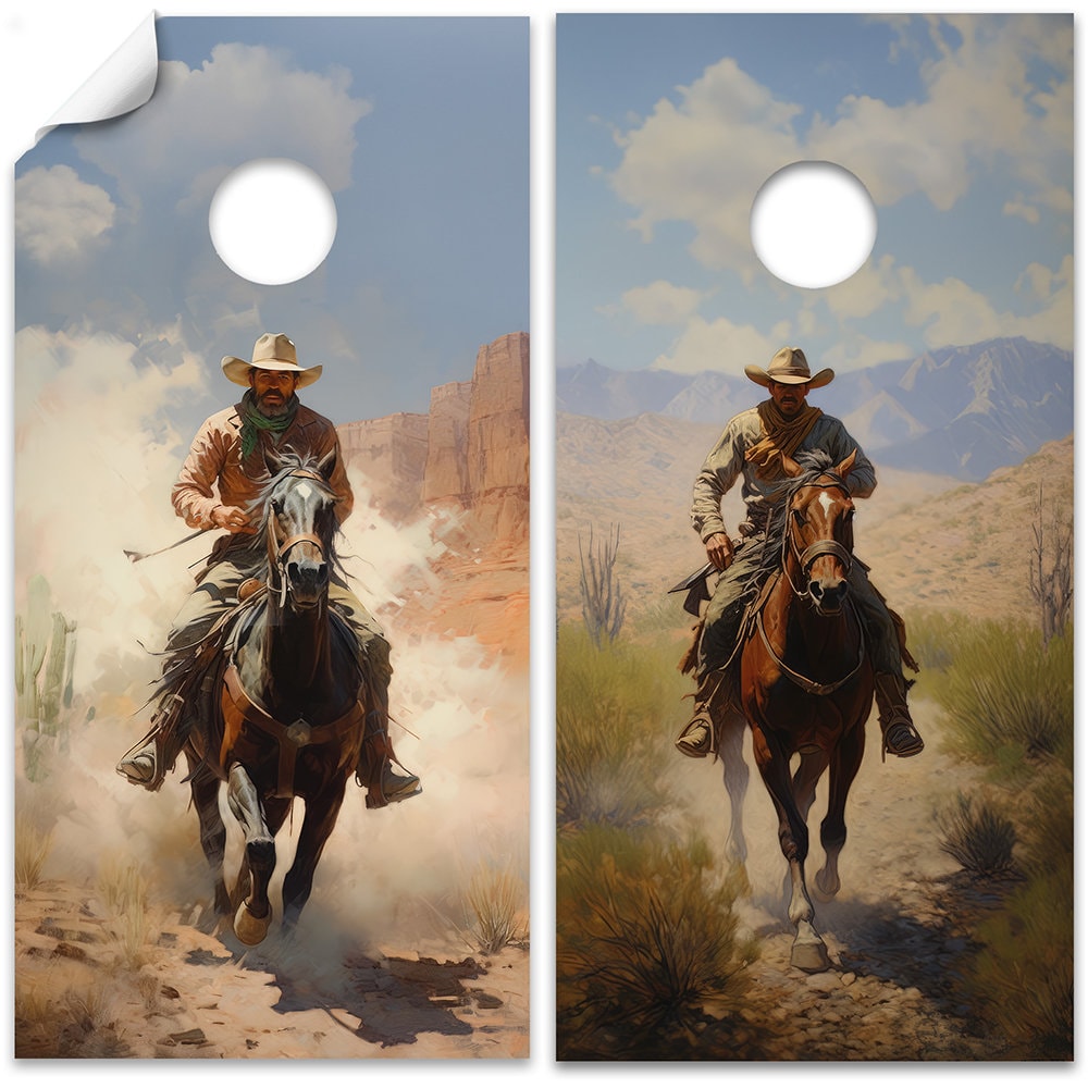 Old West Cowboys Ranch - Cornhole Board Wrap - Set of 2