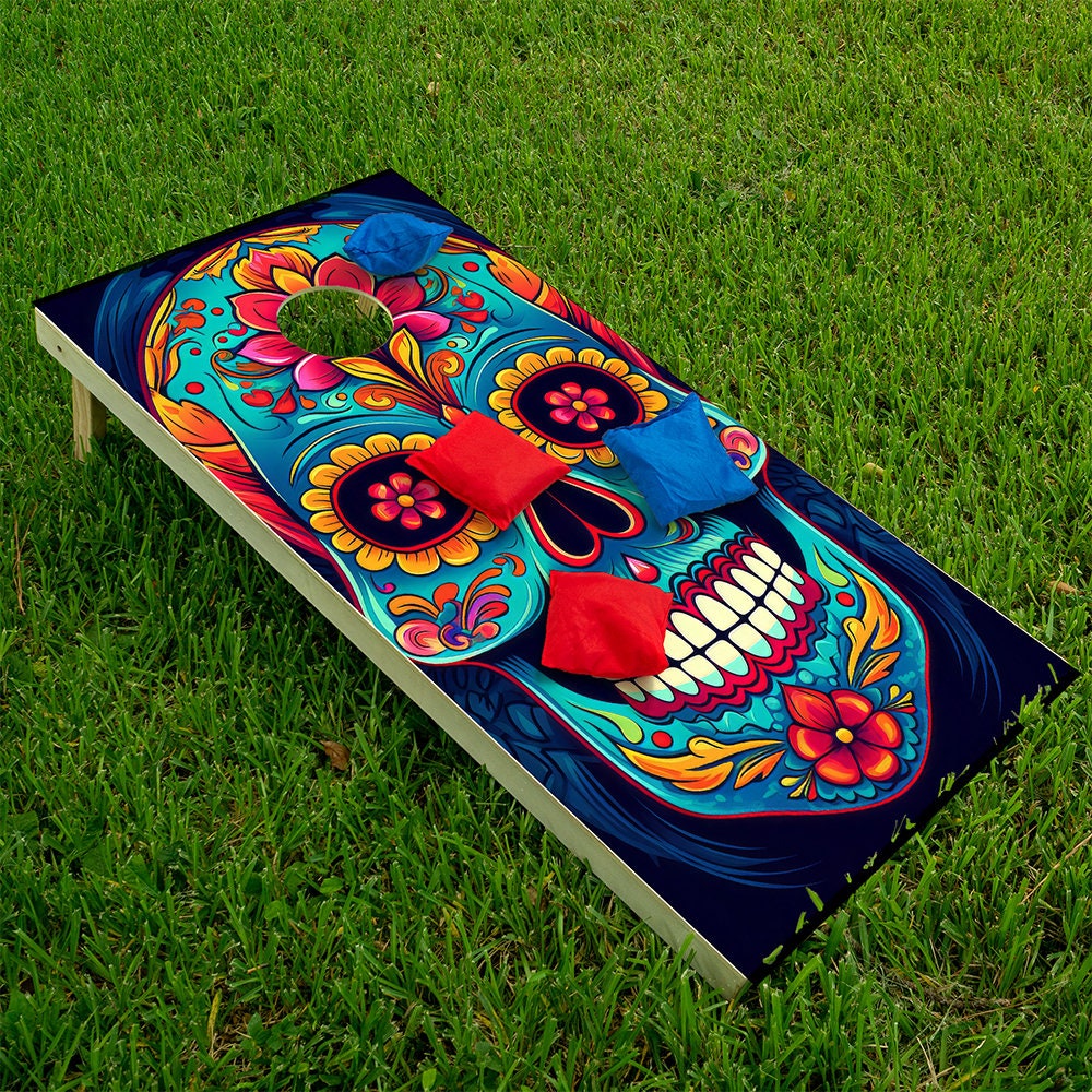 Sugar Skulls - Cornhole Board Wrap - Set of 2