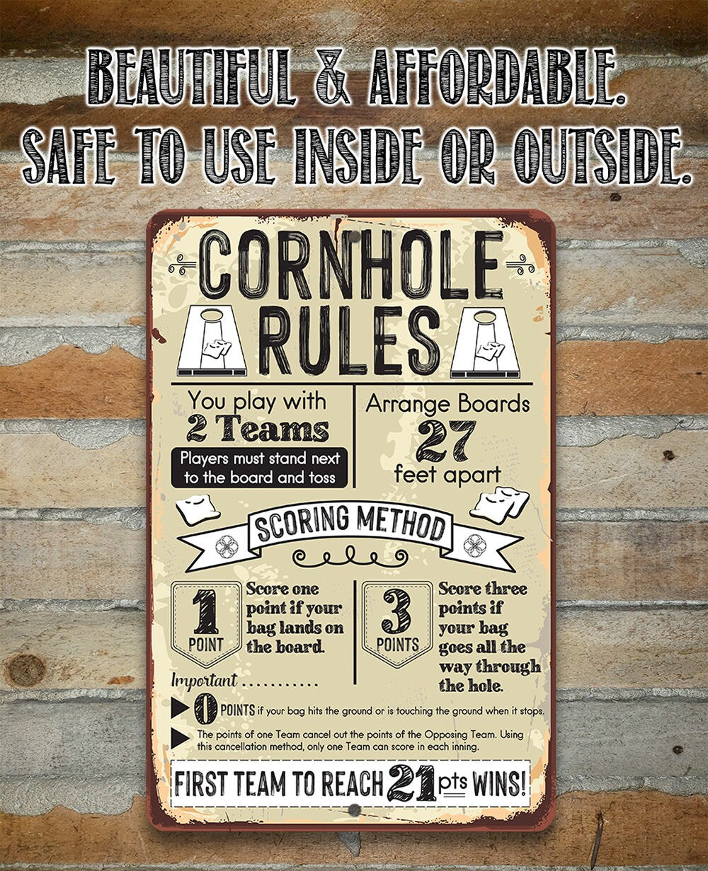 Cornhole Rules - Metal Sign