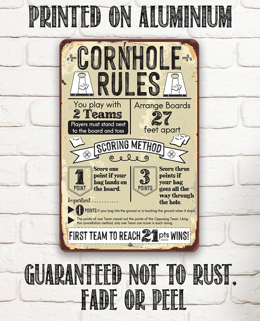 Cornhole Rules - Metal Sign