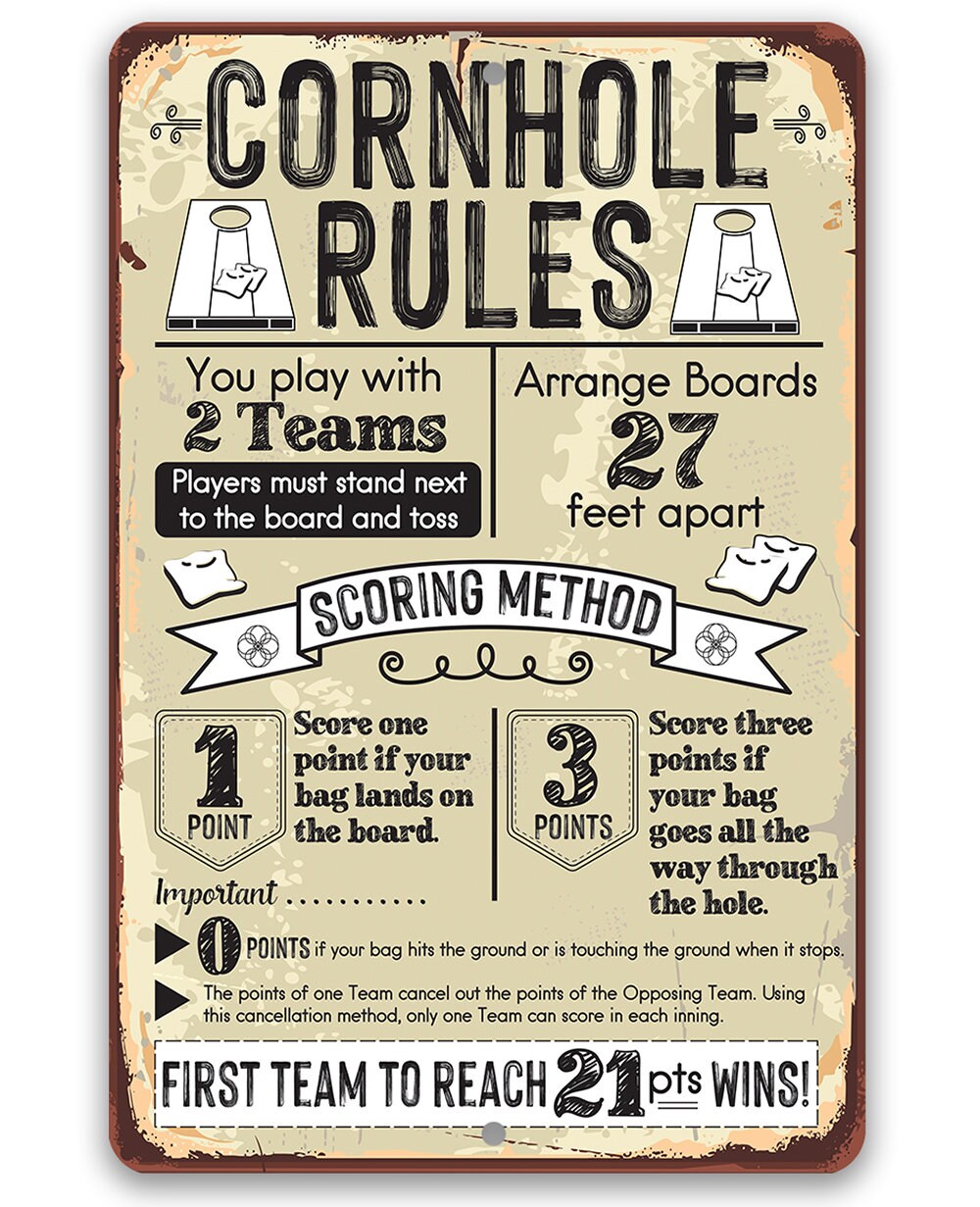 Cornhole Rules - Metal Sign
