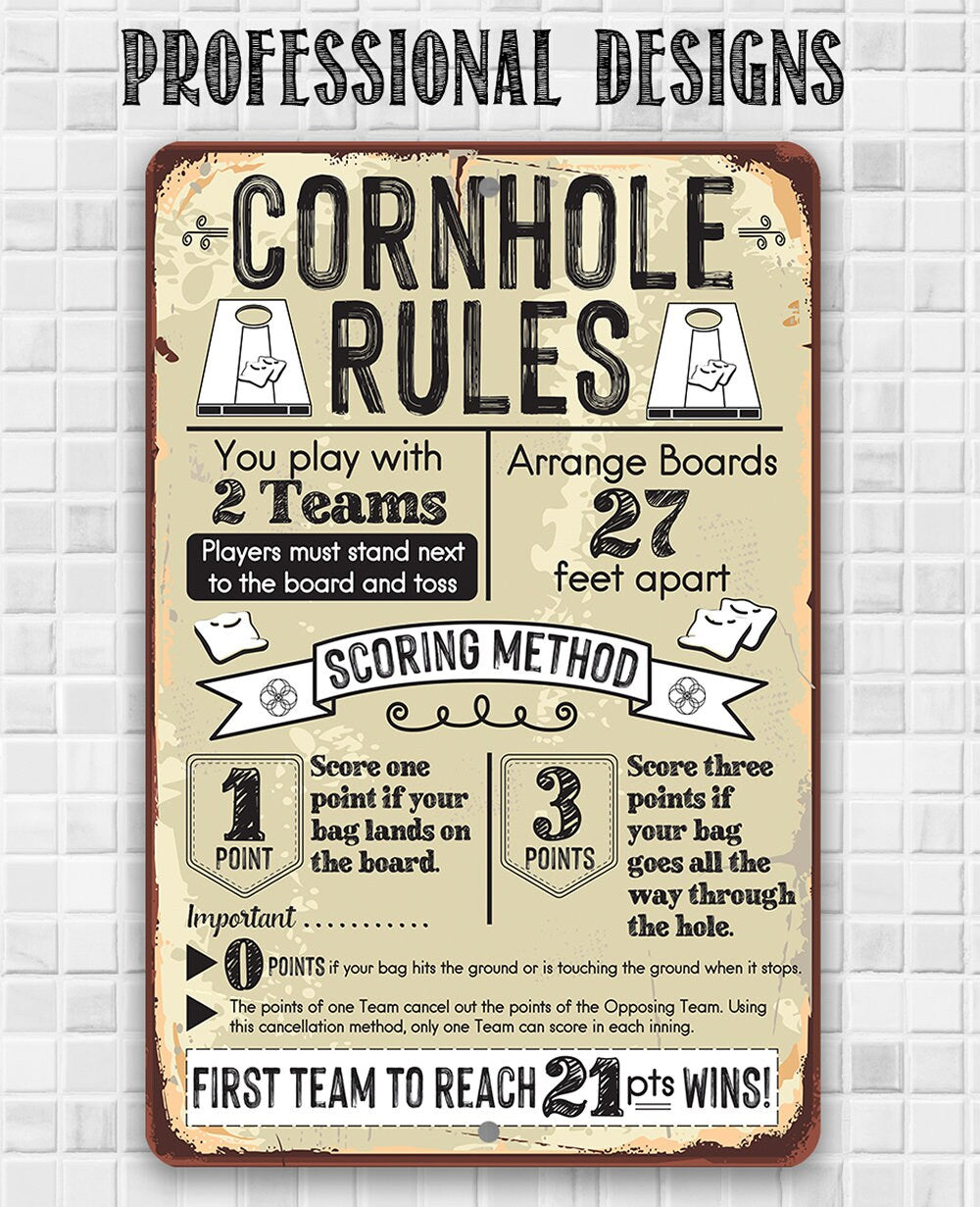 Cornhole Rules - Metal Sign