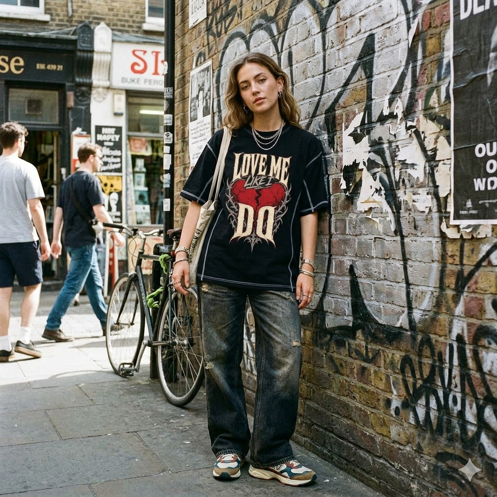 Streetwear Contrast-Stitched Cotton T-Shirt