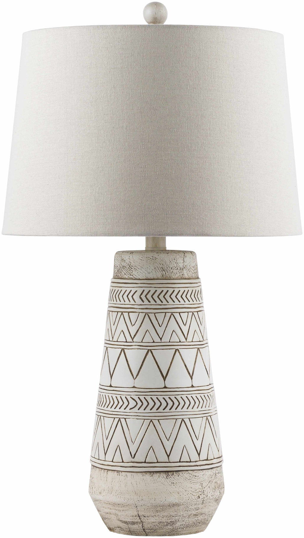 Tan and Cream Resin Lamp with White Linen Table Lamp - Clearance