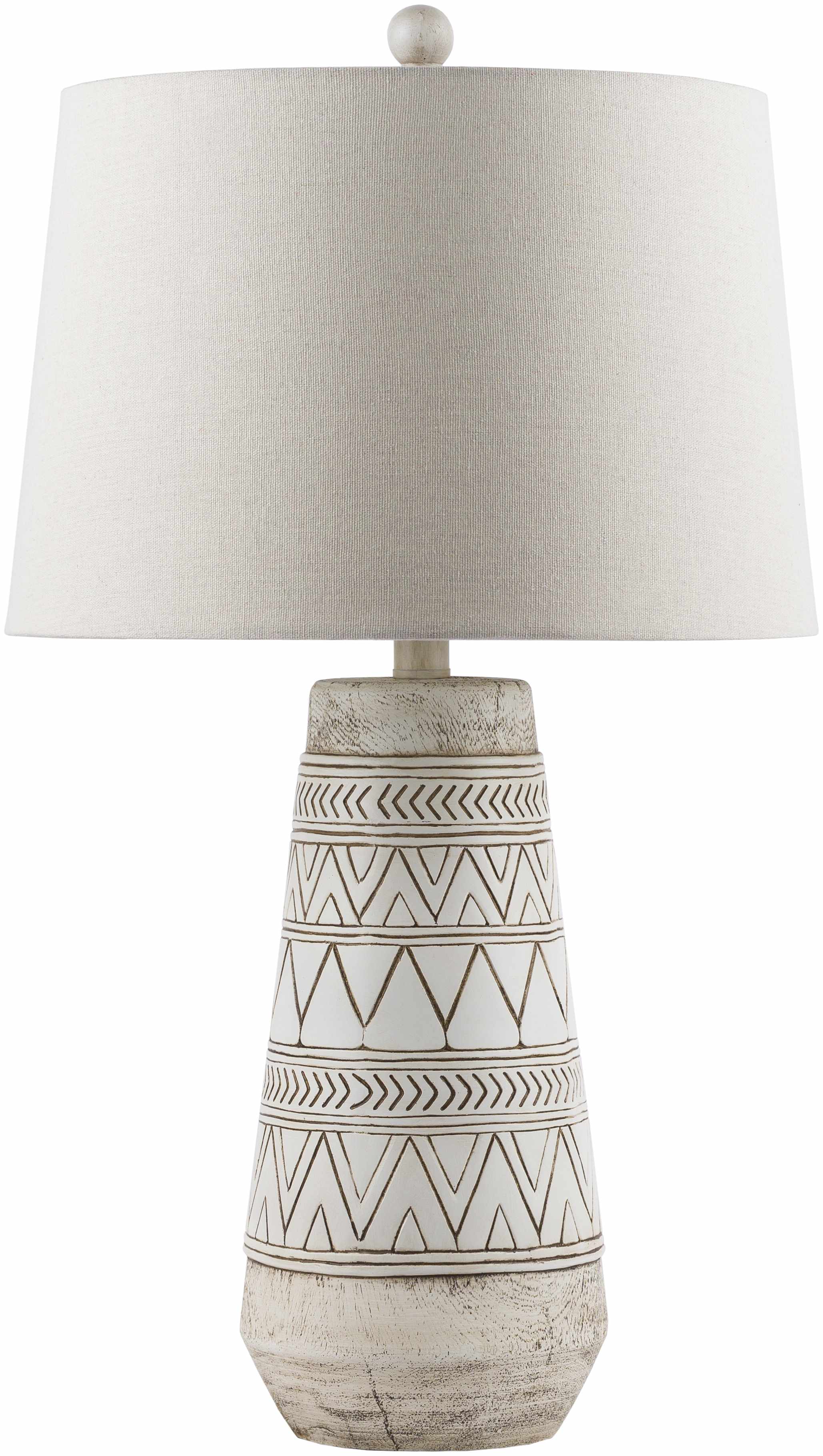 Tan and Cream Resin Lamp with White Linen Table Lamp - Clearance
