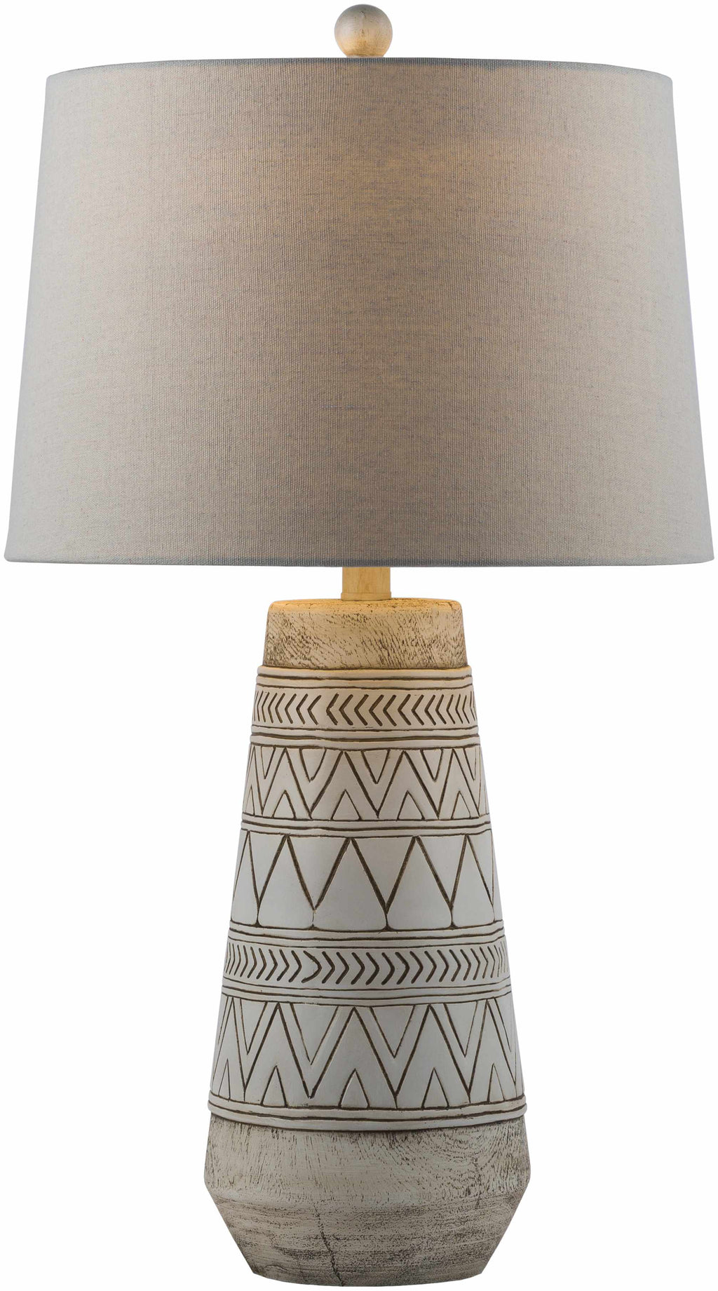 Tan and Cream Resin Lamp with White Linen Table Lamp - Clearance
