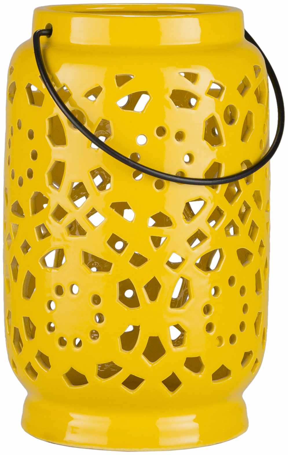 Jeiseyville Yellow Geometric Outdoor Ceramic Lantern