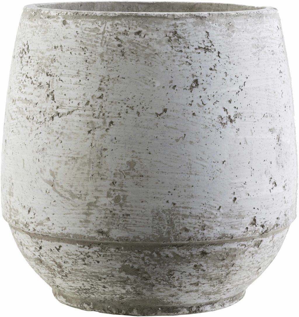 Janamuato White Geometric Cement Outdoor Planter
