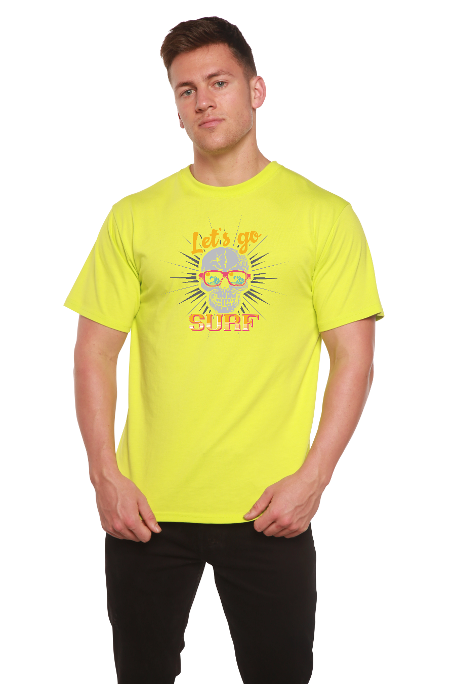 Let`s go SURF Men's Bamboo Viscose/Organic Cotton Short Sleeve Graphic T-Shirt