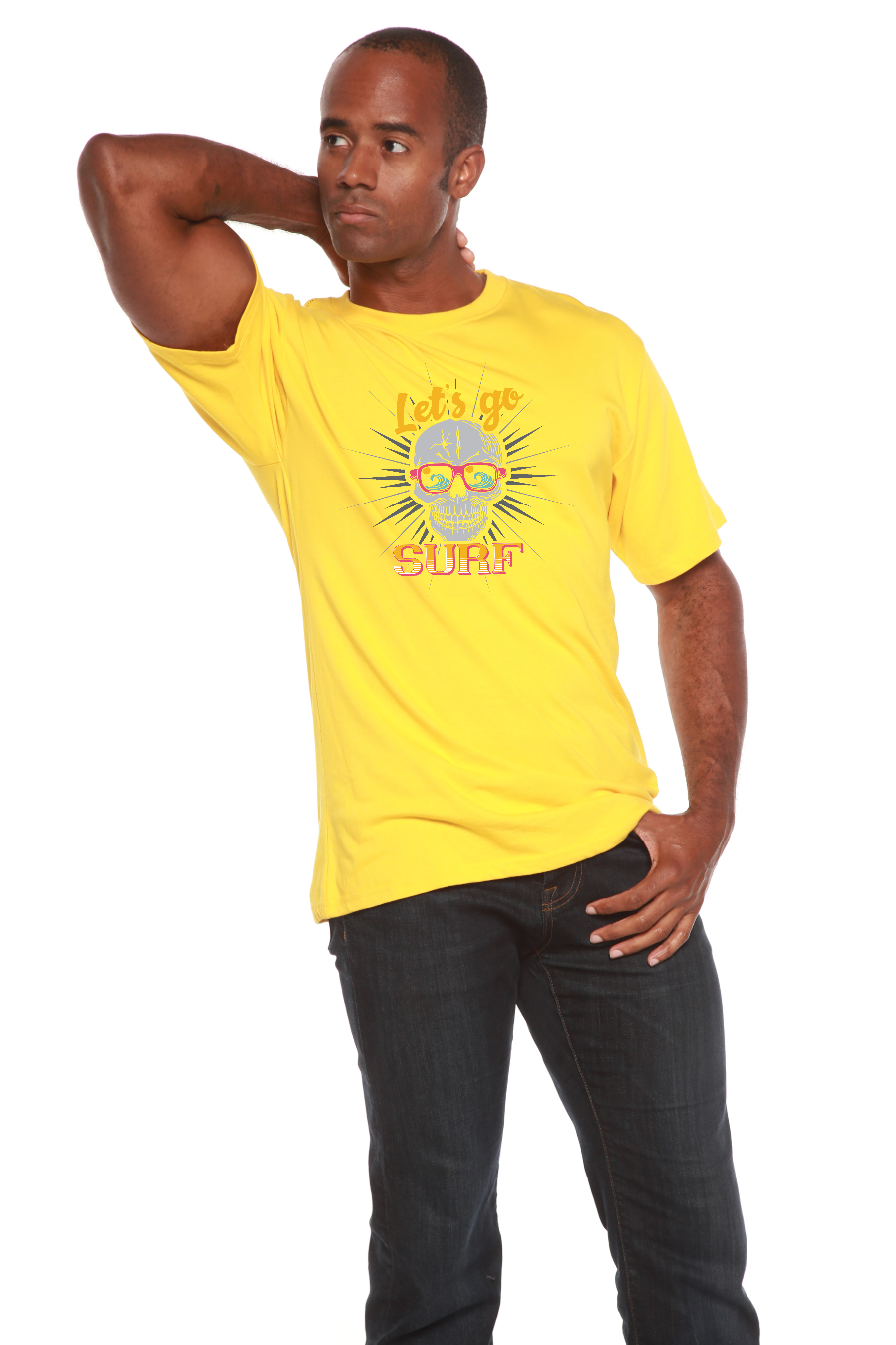 Let`s go SURF Men's Bamboo Viscose/Organic Cotton Short Sleeve Graphic T-Shirt