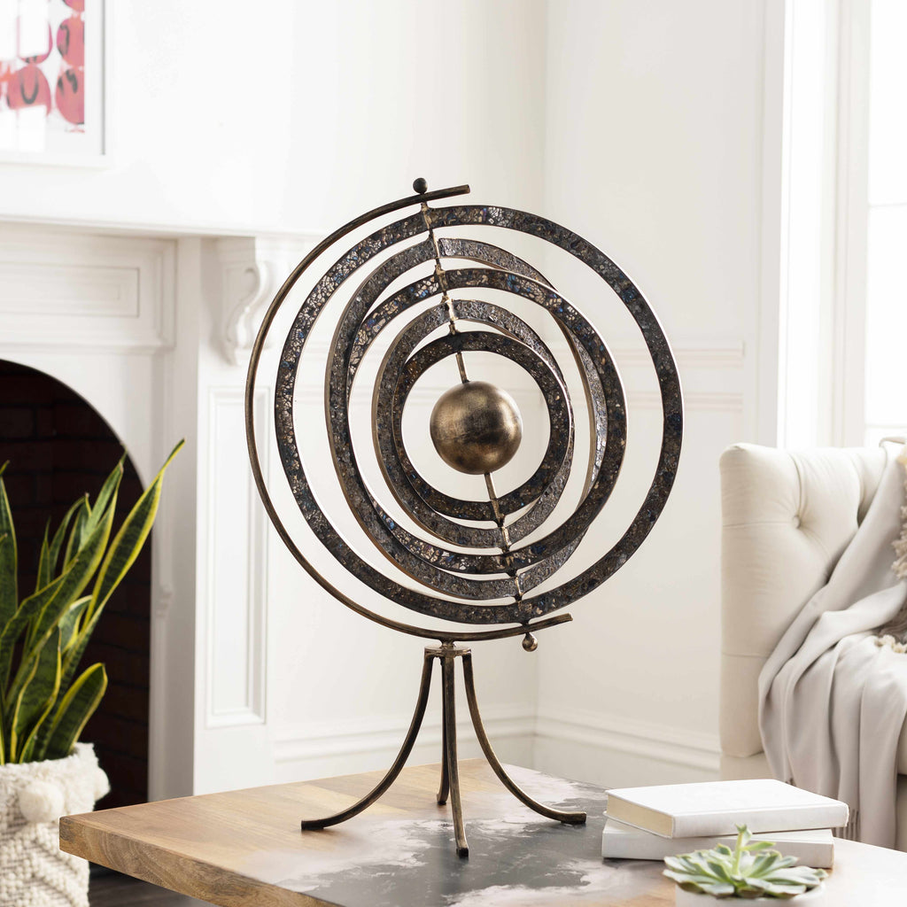 Linntown Antique Gold Circular Metal Sculpture - Clearance