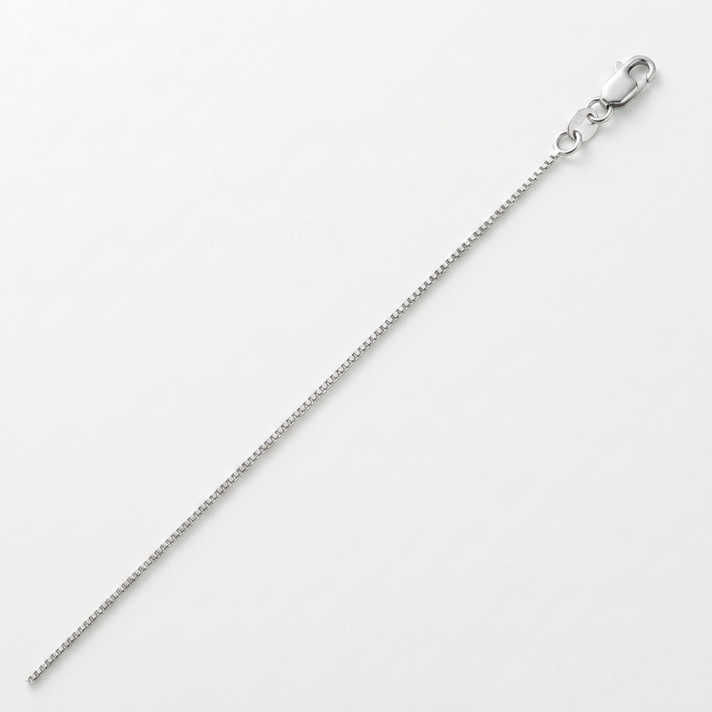 14k White Gold Classic Box Chain 0.7mm