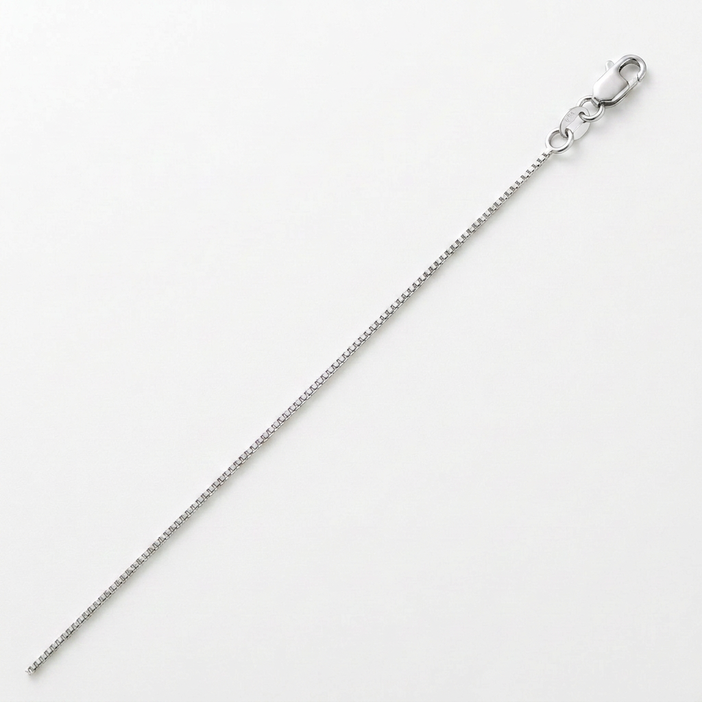 14k White Gold Classic Box Chain 0.7mm