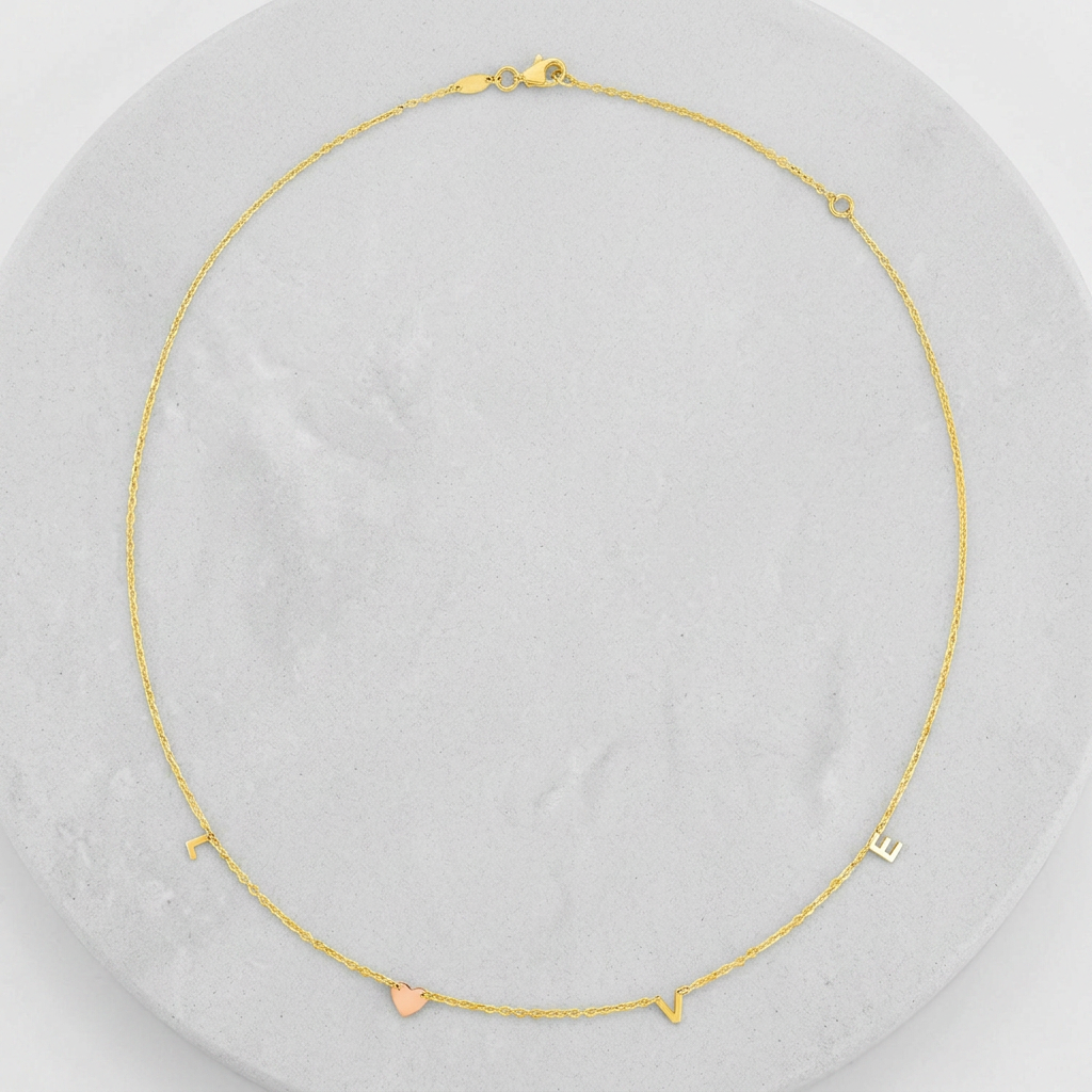 14k Two Tone Gold Love Necklace