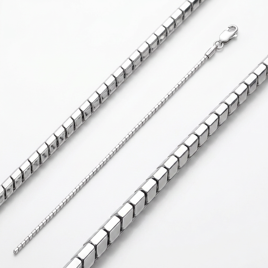 Sterling Silver Rhodium Plated Octagonal Snake Chain 0.9mm