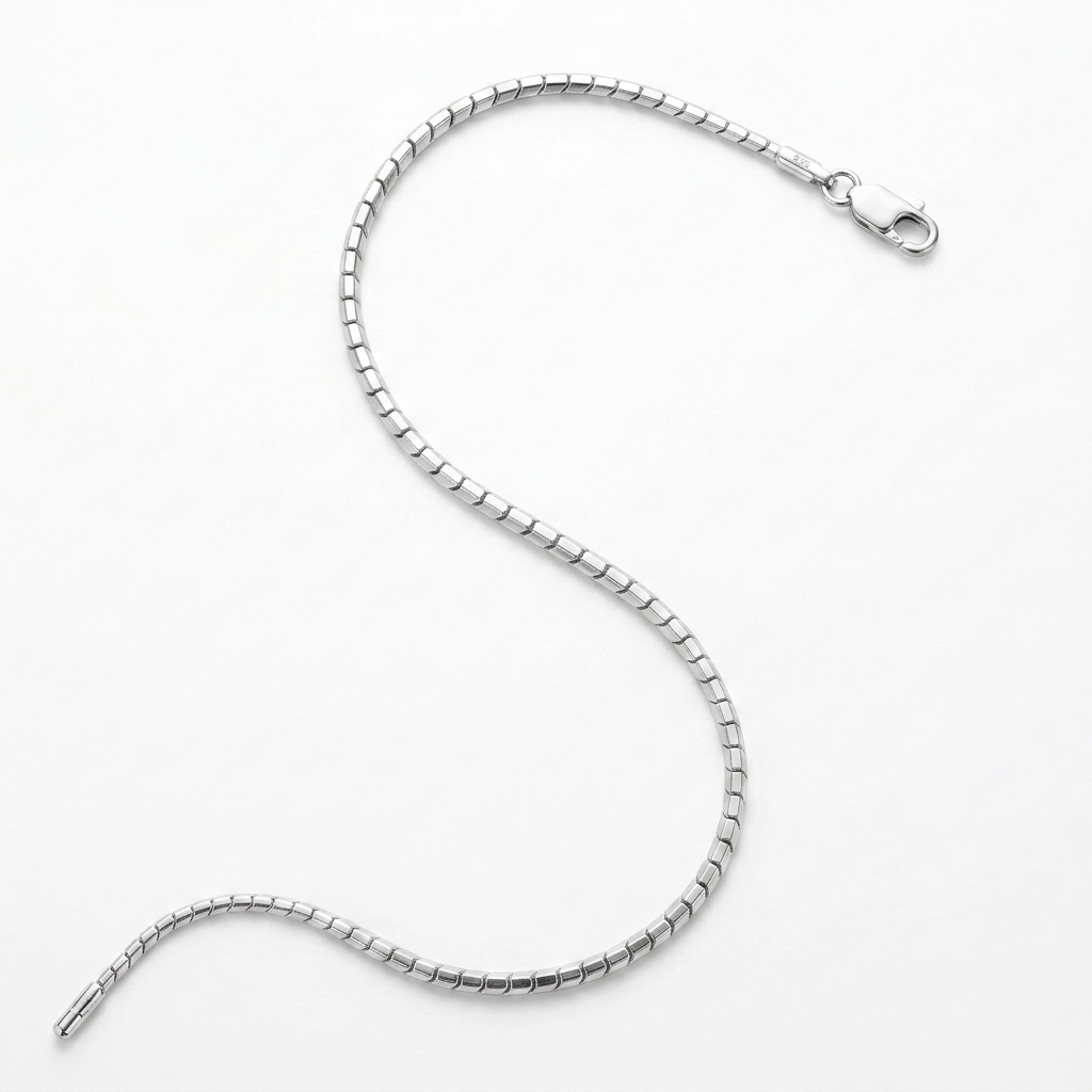 Sterling Silver Rhodium Plated Octagonal Snake Chain 0.9mm