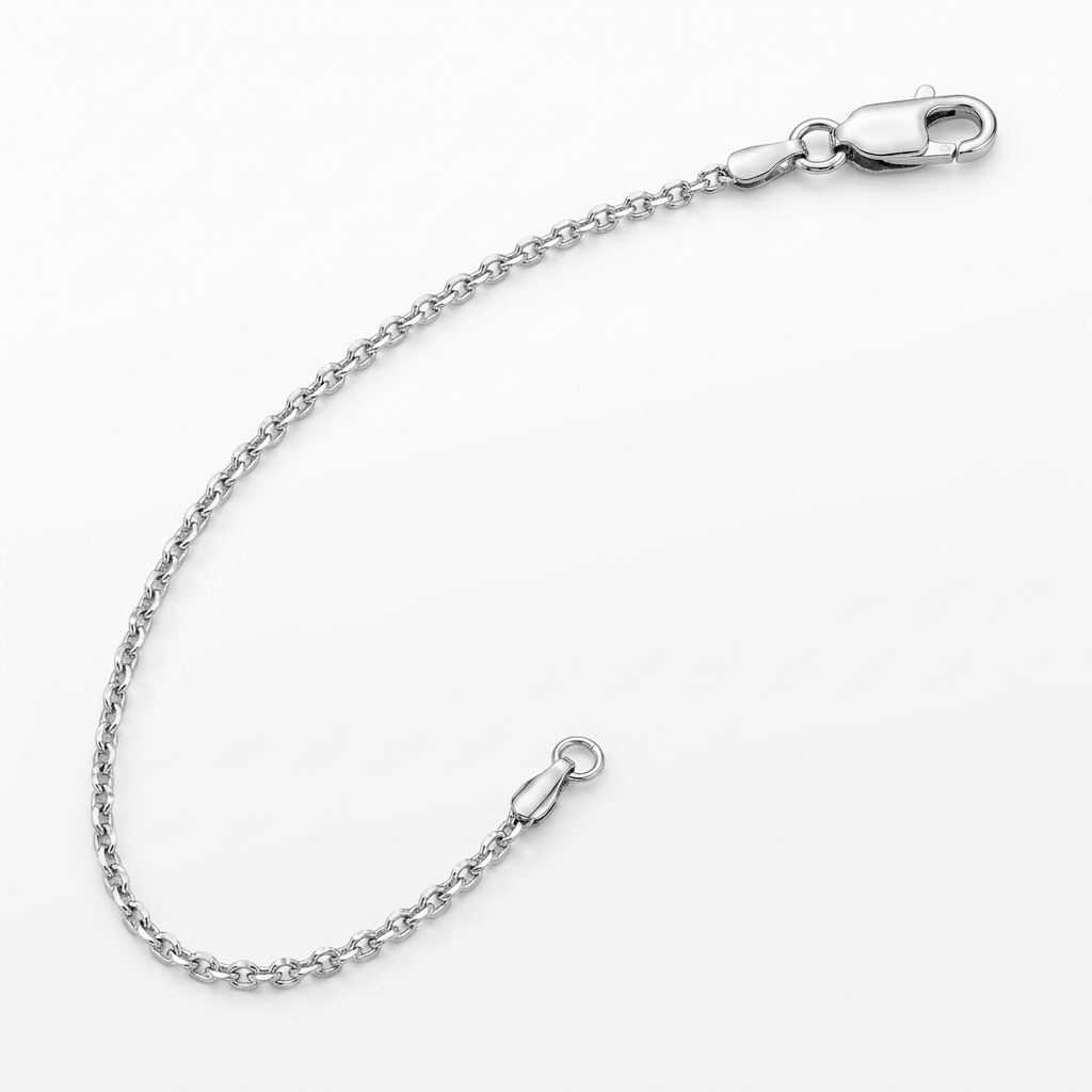 14k White Diamond Cut Cable Link Chain 0.8mm