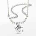 Sterling Silver Rhodium Plated Rolo Chain Necklace with a Heart Toggle Charm