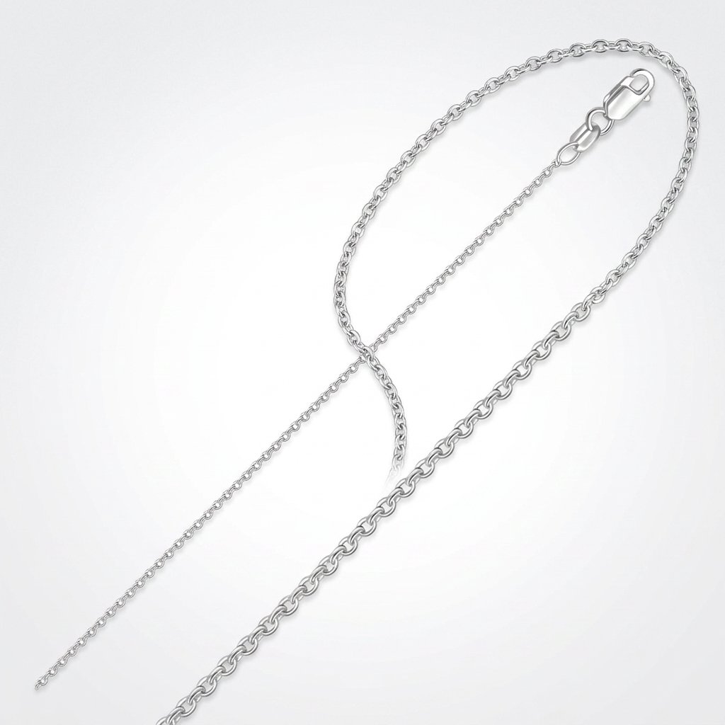 14k White Gold Round Cable Link Chain 1.2mm