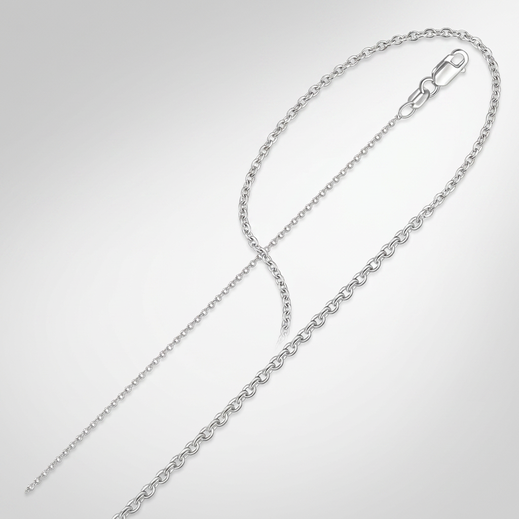 14k White Gold Round Cable Link Chain 1.2mm