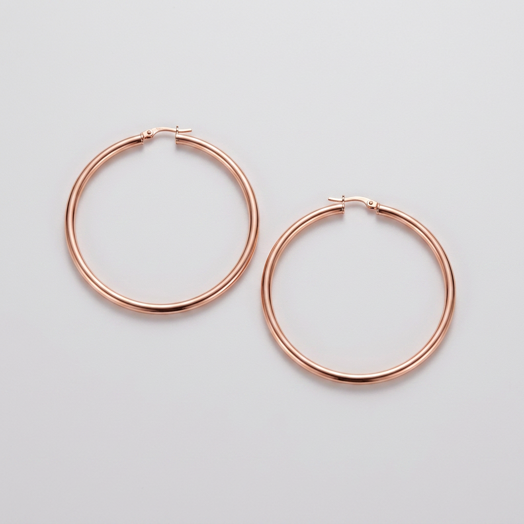 14k Rose Gold Polished Hoop Earring (25 mm)