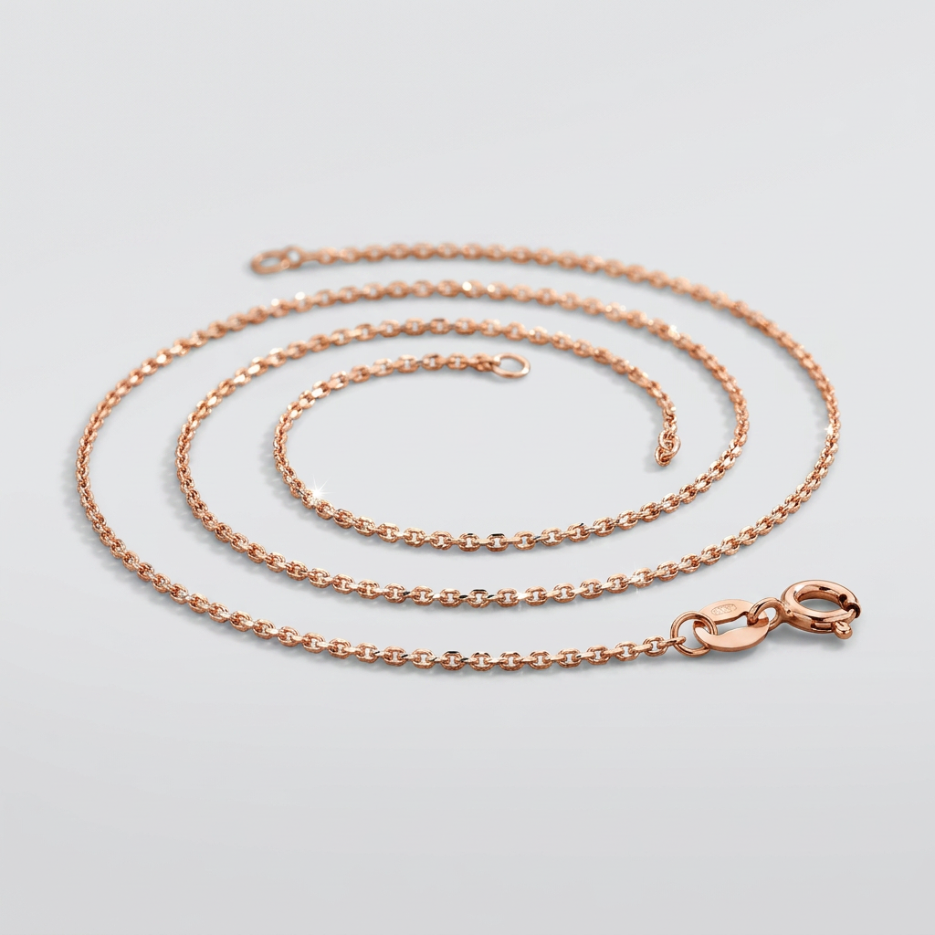 14k Pink Gold Diamond Cut Cable Link Chain 0.8mm