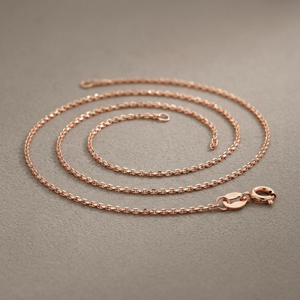 14k Pink Gold Diamond Cut Cable Link Chain 0.8mm