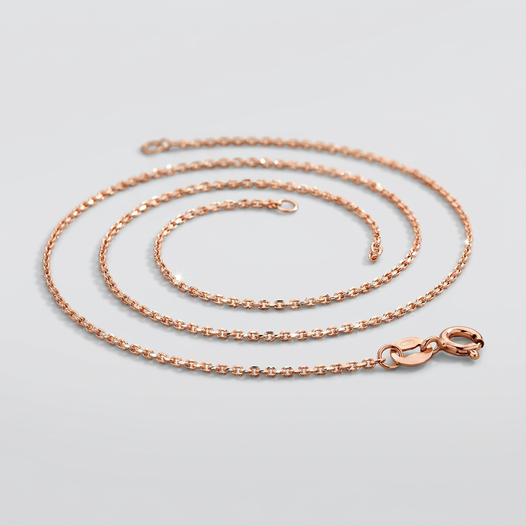 14k Pink Gold Diamond Cut Cable Link Chain 0.8mm