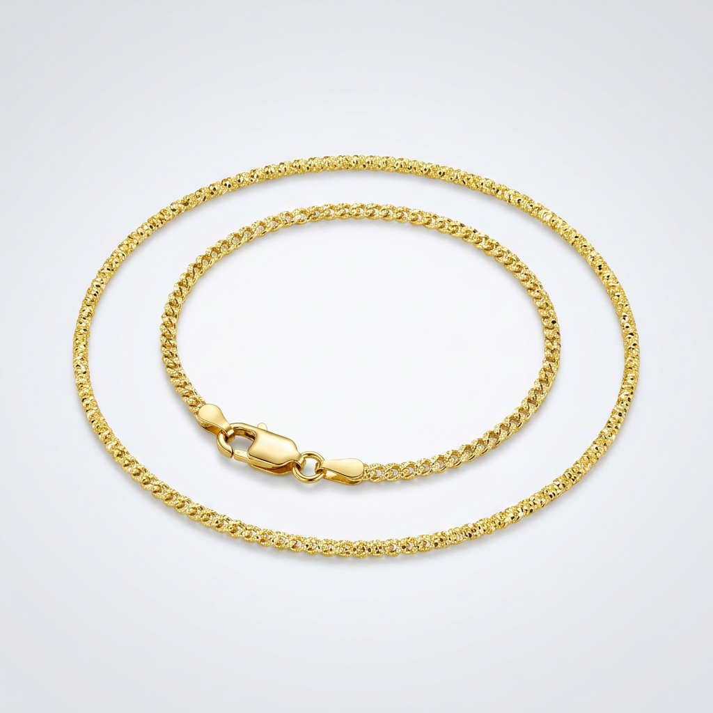 14k Yellow Gold Sparkle Anklet 1.5mm