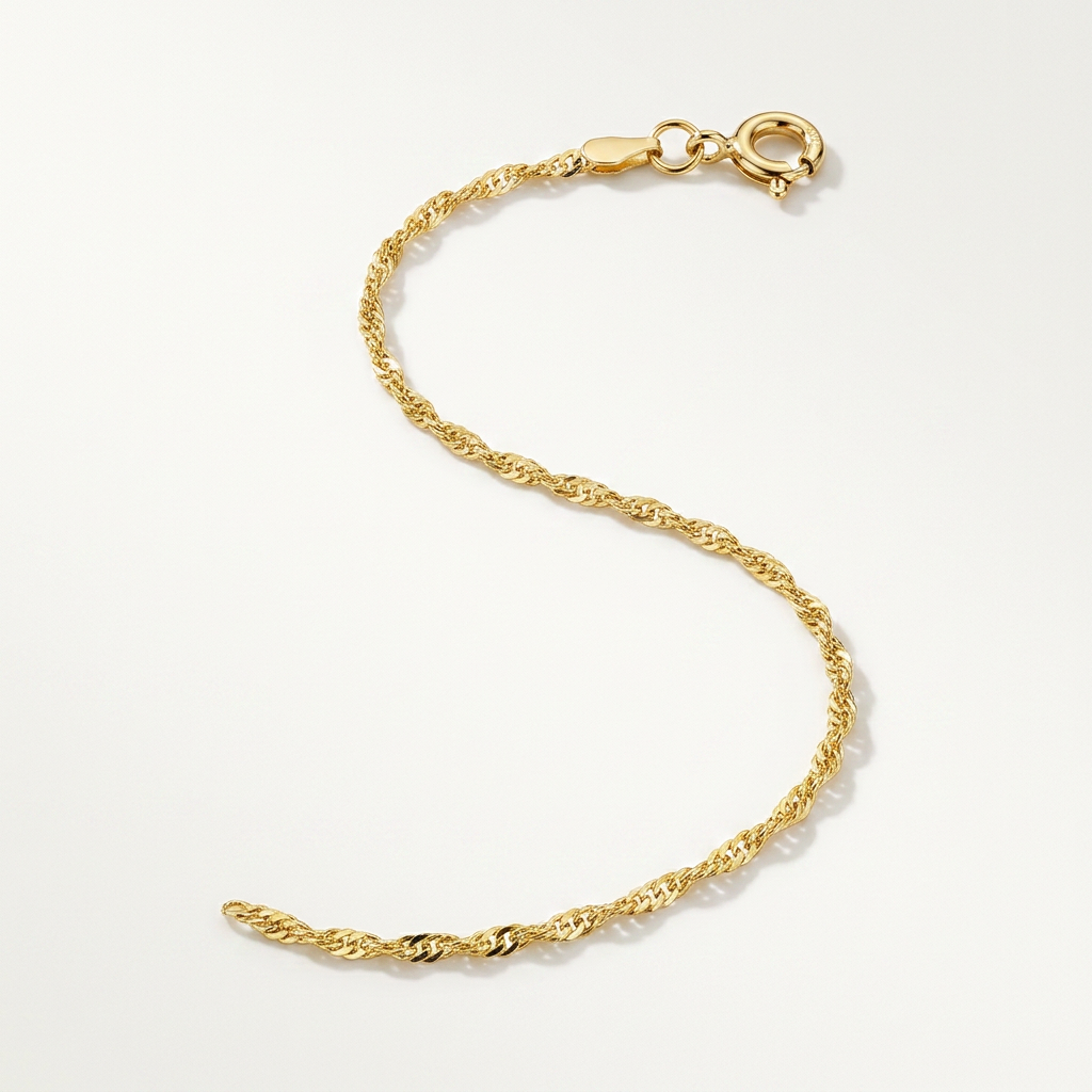 10k Yellow Gold Singapore Anklet 1.5mm