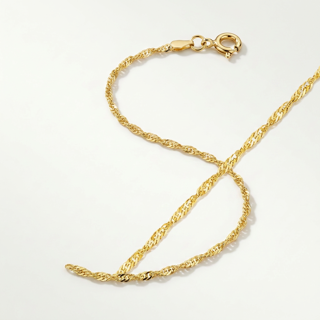10k Yellow Gold Singapore Anklet 1.5mm