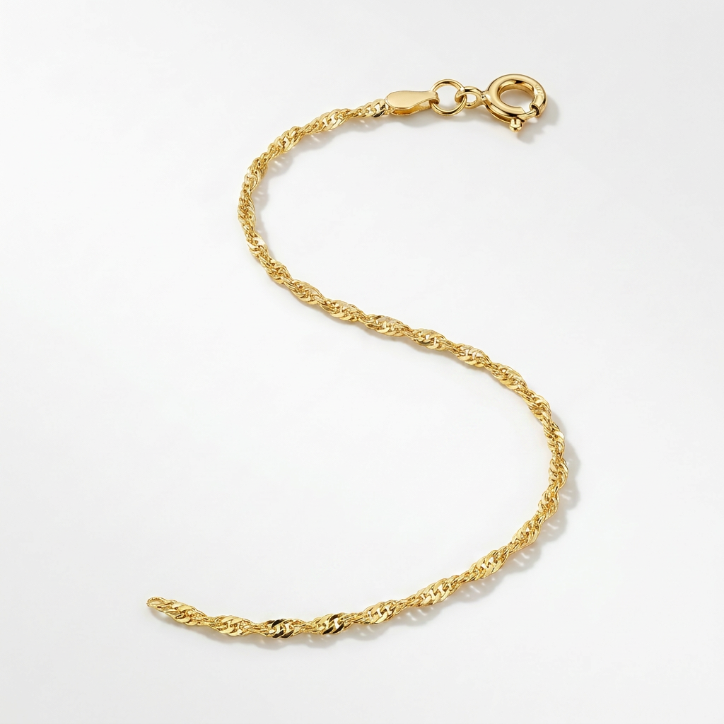 10k Yellow Gold Singapore Anklet 1.5mm