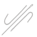 2.3mm Sterling Silver Rhodium Plated Cable Chain