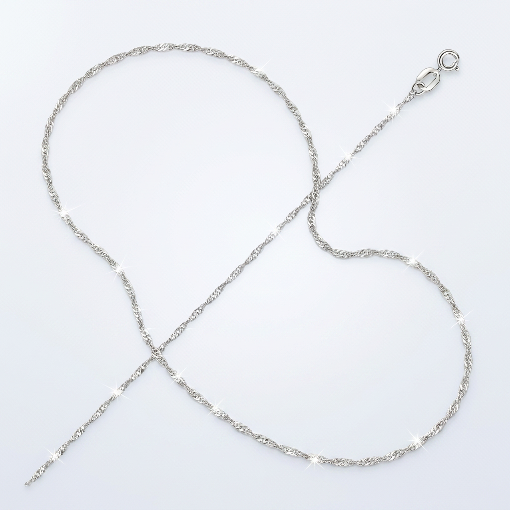 14k White Gold Singapore Chain 1.0mm