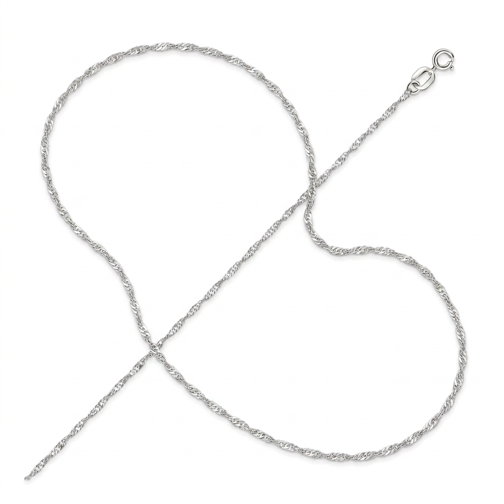 14k White Gold Singapore Chain 1.0mm