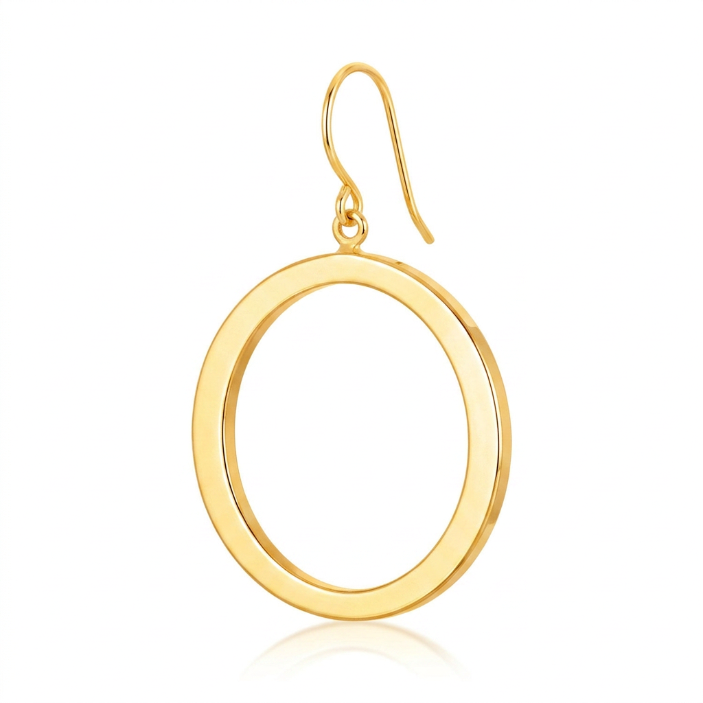 14k Yellow Gold Flat Open Tube Round Earrings