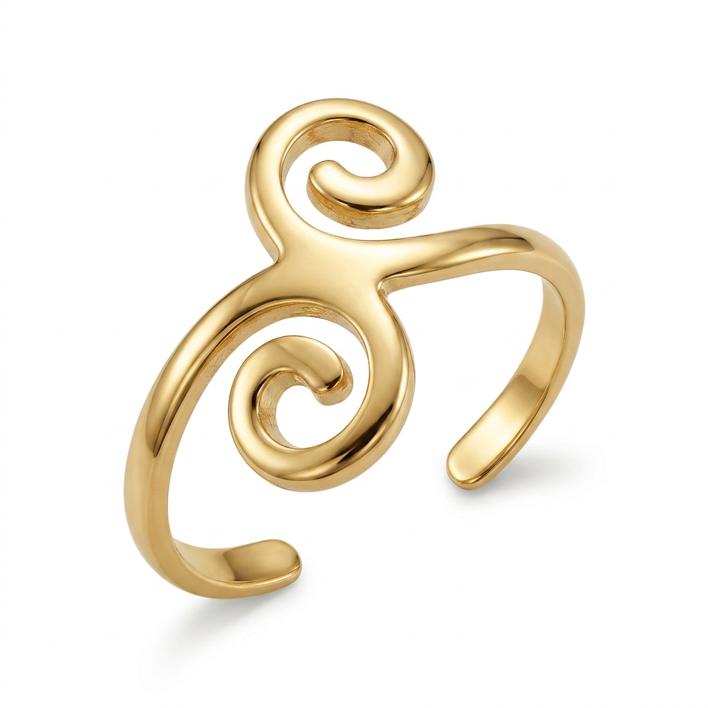 14k Yellow Gold Scrollwork Motif Toe Ring