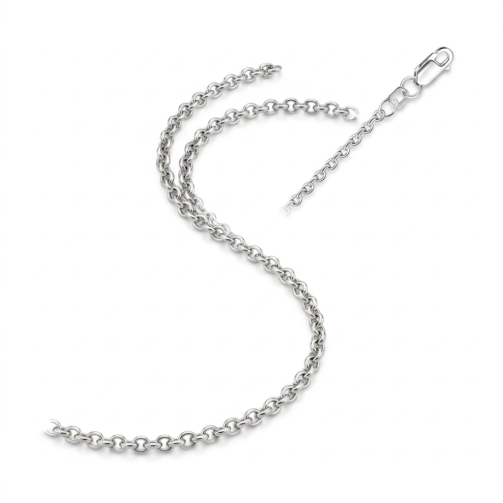 2.3mm 10k White Gold Rolo Chain