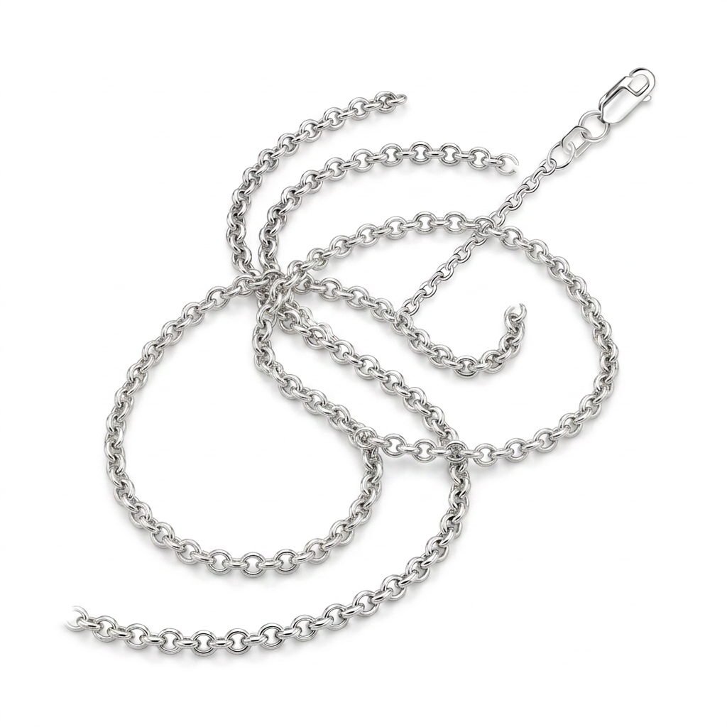 2.3mm 10k White Gold Rolo Chain