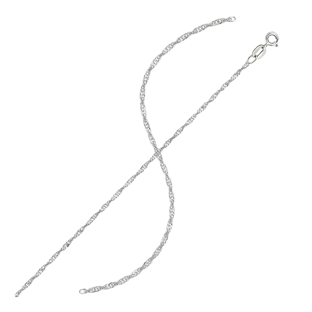 10k White Gold Singapore Chain 1.5mm