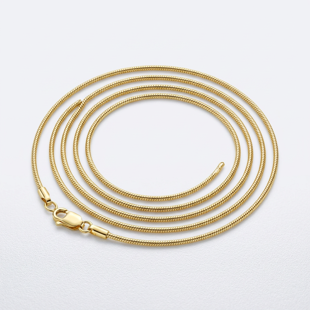 14k Yellow Gold Round Snake Chain 0.7mm